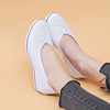 双钱牌护士鞋女低帮白色坡跟软底美容鞋2022新款酒店工作休闲布鞋