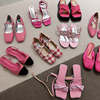 超火凉鞋2022新款女夏季粉色法式仙女玛丽珍包头半拖凉拖高跟单鞋
