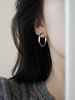 法式圈圈耳环2022年新款潮耳钉小众设计素圈耳圈耳扣女高级感耳饰