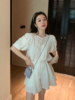 杨杨法式甜美白色蕾丝上衣短款小个子镂空绣花衬衫女设计感小众夏