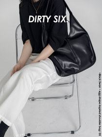 DirtySix �6�1原创自制 黑天鹅 极简线条宽肩带 单肩托特包